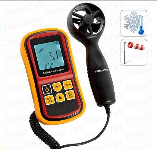 10-45℃ Temperature Tester speed measure gauge Details about   LCD Backlight Digital Anemometer 